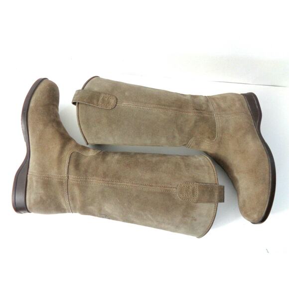HOGAN WMNs EUR 36.5 US 6.5M 7M Taupe suede leather Pull on Riding Boots ITALY - Picture 5 of 9
